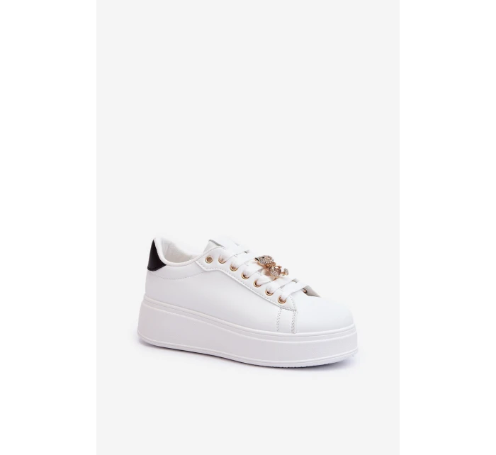 Dámské boty na platformě s ozdobami bílé Herbisa Dámské boty na platformě s ozdobami bílé Herbisa