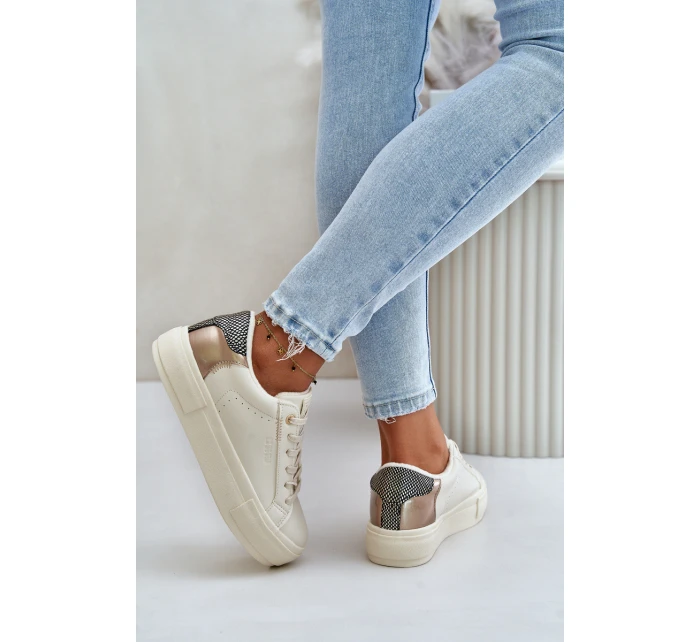 Zateplené dámské tenisky na platformě Big Star model 21675189 béžové - Big Star Shoes