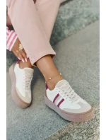 Kožené dámské sneakersy na platformě Zazoo N1234 béžovo-červené Kožené dámské sneakersy na platformě Zazoo N1234 béžovo-červené