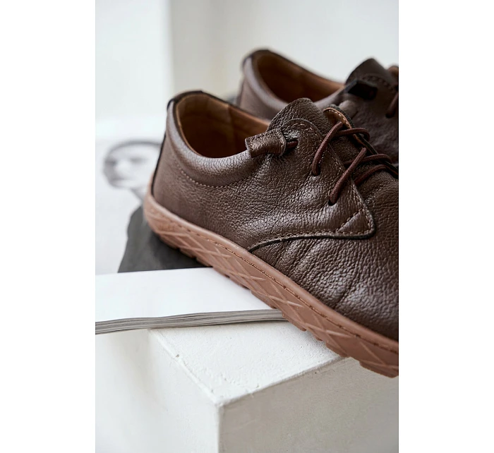 Kožené dámské polobotky Barefoot model 22074657 Čokoládové - Zazoo Kožené dámské polobotky Barefoot model 22074657 Čokoládové - Zazoo