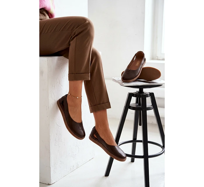Kožené baleríny Barefoot model 22073665 Čokoládové - Zazoo Kožené baleríny Barefoot model 22073665 Čokoládové - Zazoo