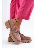 Robustní dámské béžové semišové mokasíny Neloria Robustní dámské béžové semišové mokasíny Neloria