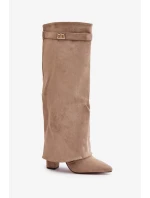 Kozačky Na Podpatku S Ohnutým Svrškem Zateplené Béžové Urelli Kozačky Na Podpatku S Ohnutým Svrškem Zateplené Béžové Urelli