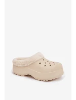 Dámské pěnové pantofle zateplené kožíškem – béžové Palvine Dámské pěnové pantofle zateplené kožíškem – béžové Palvine