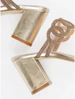 Originální  nazouváky zlaté dámské na širokém podpatku