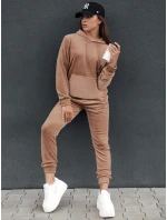 Dámský velurový komplet RELAX FIT světle hnědý Dstreet model 21978662 - FashionStreet Dámský velurový komplet RELAX FIT světle hnědý Dstreet model 21978662 - FashionStreet