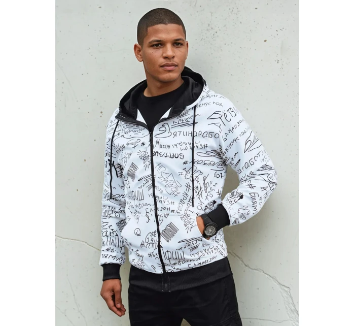 Pánská mikina na zip s kapucí bílá FashionStreet BX5749
