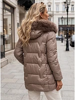 Dámská zimní prošívaná bunda s kapucí, béžová, FashionStreet TY5756 Dámská zimní prošívaná bunda s kapucí, béžová, FashionStreet TY5756