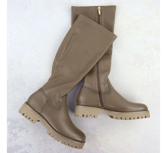Dámské boty na platformě khaki Potocki 25-12729