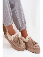 Dámské sněhule na platformě s kožíškem a třásněmi béžové Ferayne Dámské sněhule na platformě s kožíškem a třásněmi béžové Ferayne