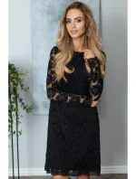 krajkové šaty do s dlouhými rukávy černé model 16165147 - Moe