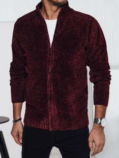 Pánský rozepínací svetr vínové barvy Dstreet WX2233