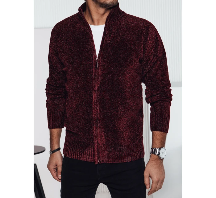 Pánský svetr bez knoflíků vínové barvy FashionStreet WX2233