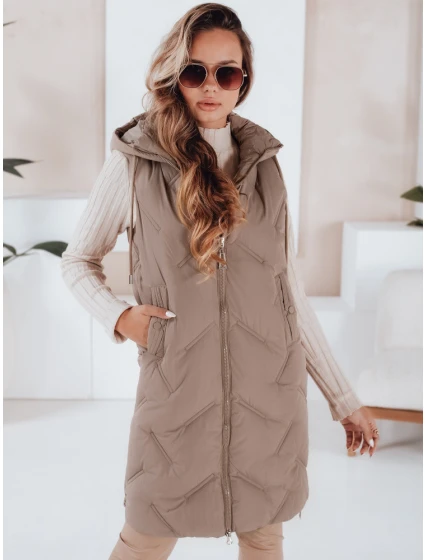 Dámská dlouhá prošívaná vesta s kapucí FashionStreet TY5098