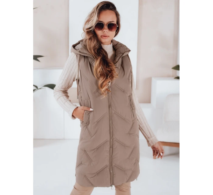 Dámská dlouhá prošívaná vesta s kapucí FashionStreet TY5098