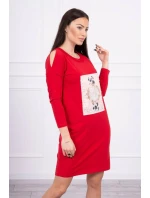 3D grafické šaty s perlami červené 3D grafické šaty s perlami červené