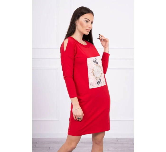 3D grafické šaty s perlami červené 3D grafické šaty s perlami červené