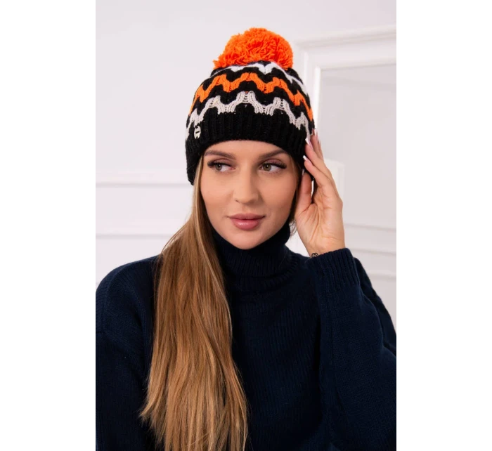 Dámská čepice Laila K283 black+neon orange Dámská čepice Laila K283 black+neon orange