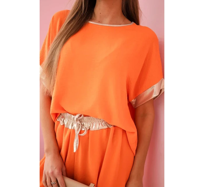 Viskózový komplet se zlatým lemováním pomeranč Viskózový komplet se zlatým lemováním pomeranč