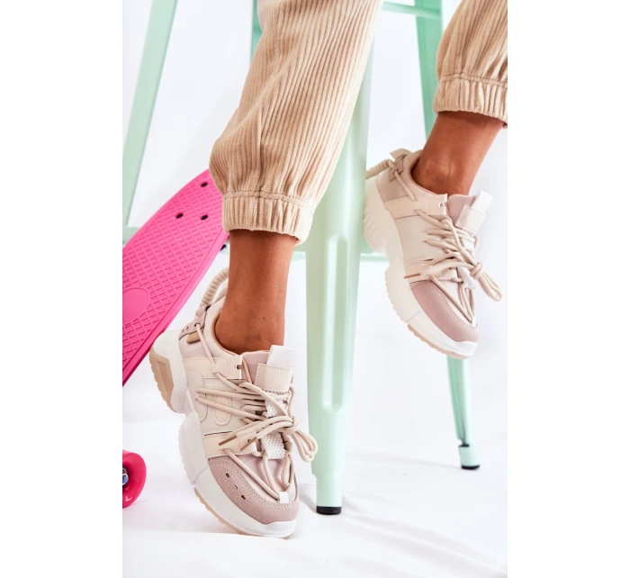 Dámské Tenisky Sportovní Boty Béžove model 21588026 - Boto Dámské Tenisky Sportovní Boty Béžove model 21588026 - Boto