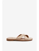 Dámské sandály na ploché podrážce z ekokůže model 21664518 Bežové - S.Barski