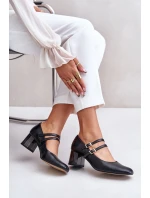 Kožené sandály s pásky na podpatku černé model 21673885 - Laura Messi