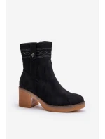 Zateplené dámské boty na podpatku černé model 21673989 - Boto Zateplené dámské boty na podpatku černé model 21673989 - Boto