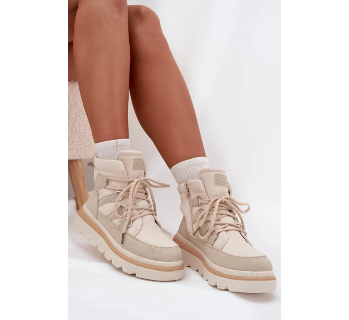 Dámské Botky Trapery Na Platformě Světle Béžové model 21707114 - Boto