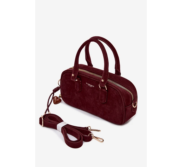 Malá bordová kabelka typu kufřík z eko semiše Annelle