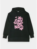 Dívčí tepláková mikina bez zapínání a s kapucí 4F - černá