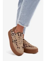 Dámské tenisky na platformě s leopardím vzorem Big Star – béžové