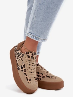 Dámské tenisky na platformě s leopardím vzorem Big Star – béžové