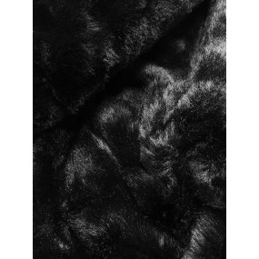 Lesklá zimní bunda ve vínové bordó barvě s mechovitou kožešinou (W673)
