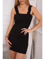 Černé nařasené šaty bez ramínek