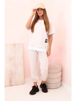 Dámská máslová souprava s krátkým rukávem a kalhotami béžový Dámská máslová souprava s krátkým rukávem a kalhotami béžový