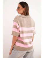 Svetr dámský pruhovaný s límečkem a krátkým rukávem fango Svetr dámský pruhovaný s límečkem a krátkým rukávem fango