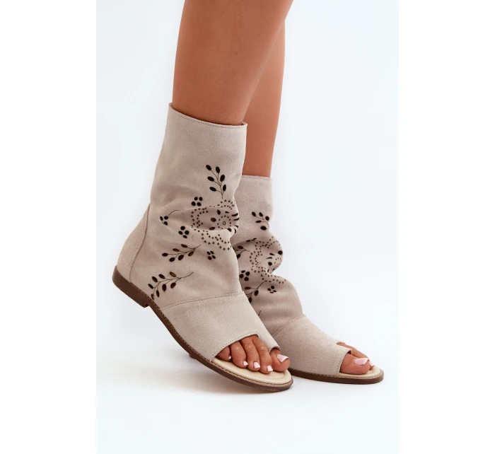 Zazoo Dámské Semišové Sandály S Na Zip Světle Béžové model 21665626 - Boto