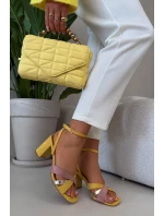 Dámské sandály na podpatku s pásky Eko semiš žluté model 21937474 - Boto