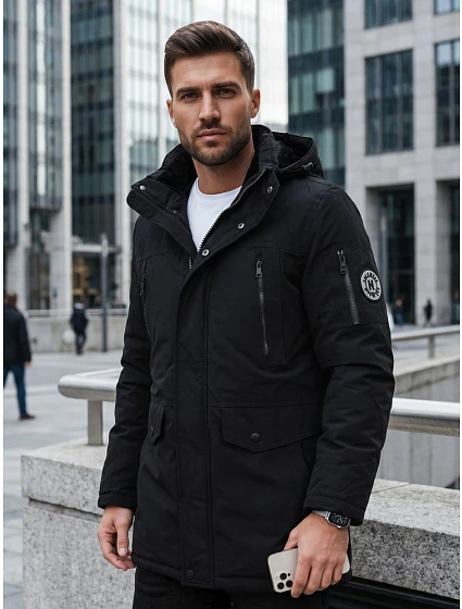 Kurtka męska zimowa z odpinanym kapturem czarna model 22544760 - FashionStreet Kurtka męska zimowa z odpinanym kapturem czarna model 22544760 - FashionStreet