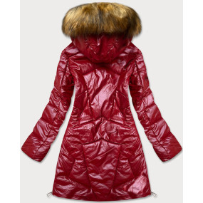Červená lesklá dámská zimní bunda (M-21008)