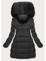 Černá dámská zimní bunda s kožešinou (2M-008)