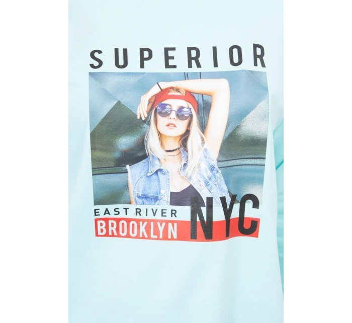 Halenka s potiskem Superior v mátové barvě