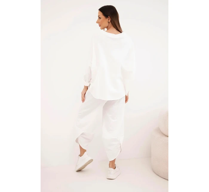 Bavlněný komplet mikina + kalhoty ecru