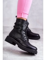 Dámské teplé kožené kozačky černe model 21598122 - Boto