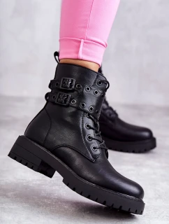 Dámské teplé kožené kozačky černe model 21598122 - Boto