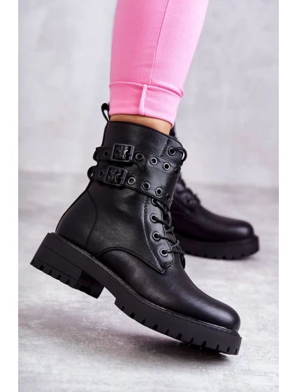 Dámské teplé kožené kozačky černe model 21598122 - Boto