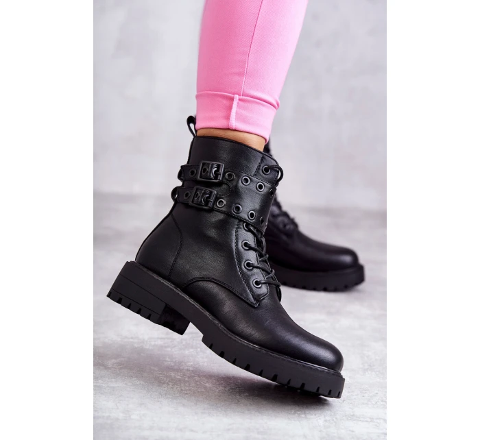 Dámské teplé kožené kozačky černe model 21598122 - Boto