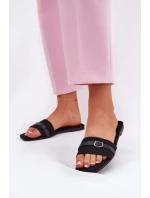 Ploché Dámské Pantofle S Páskem A Přezkou Černé Zilina Ploché Dámské Pantofle S Páskem A Přezkou Černé Zilina