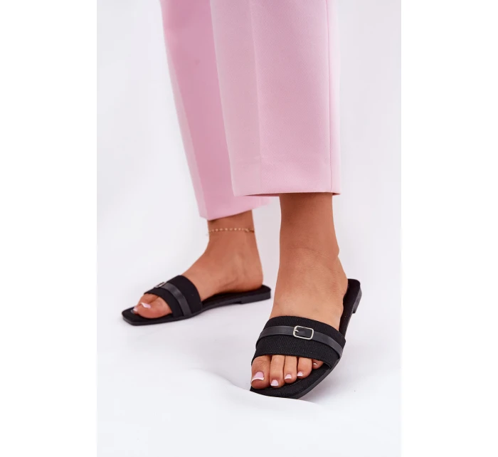 Ploché Dámské Pantofle S Páskem A Přezkou Černé Zilina Ploché Dámské Pantofle S Páskem A Přezkou Černé Zilina