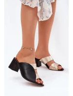 Kožené Dámské Klapky Na Podpatku model 21697462 - Maciejka Kožené Dámské Klapky Na Podpatku model 21697462 - Maciejka